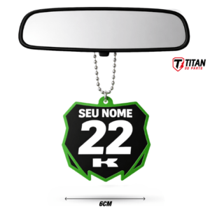 Pingente Mini Plate Kawasaki KX Modelo 01 Personalizado com Nome e Número